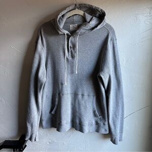 J.Crew Vintage Thermal Cotton Hoodie Henley Waffle Knit Heritage Cozy Layer Sz L